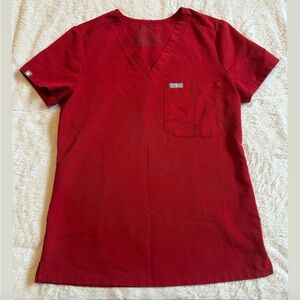 Figs Limited Edition Pop Red One Pocket Scrub Top